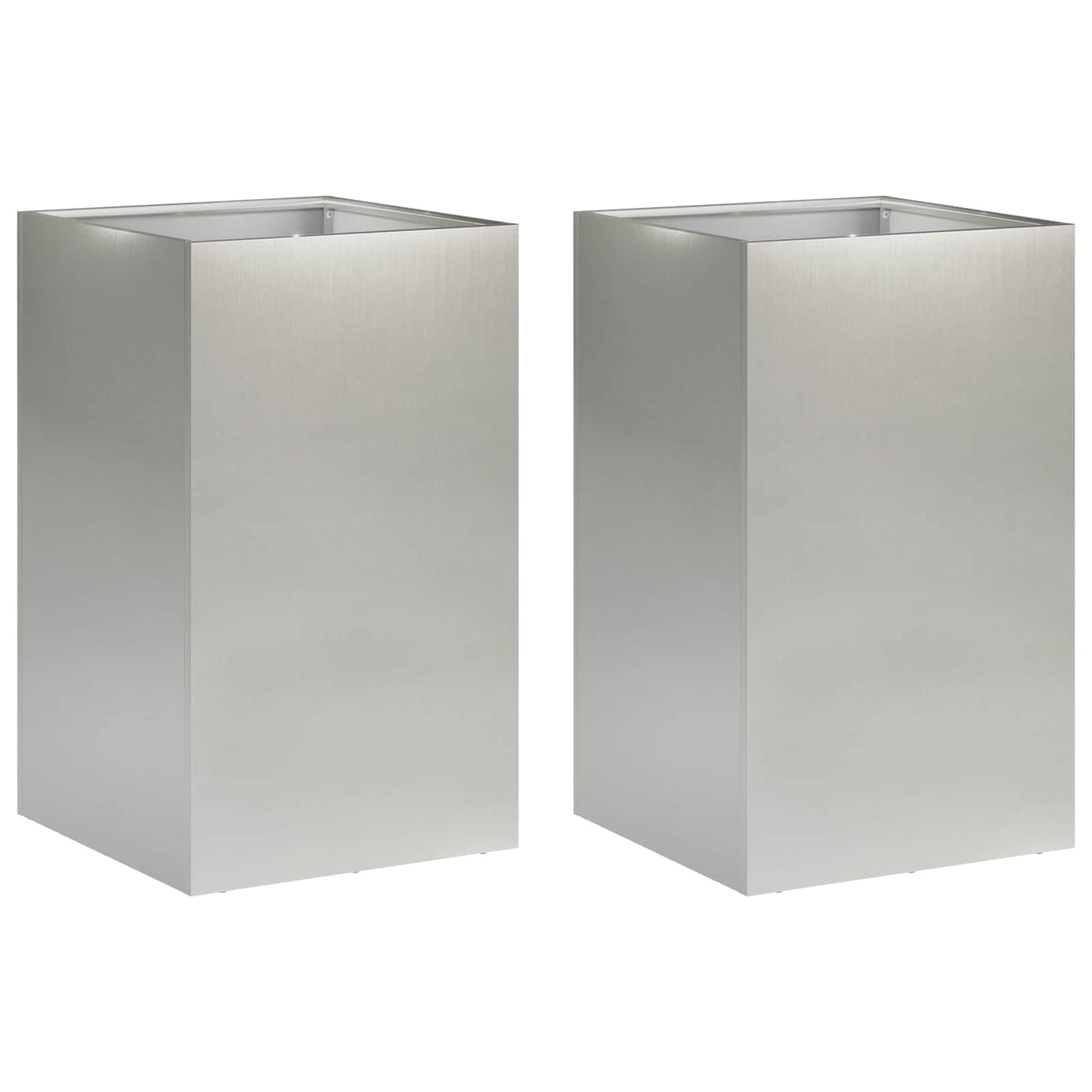 Plantenbak 2 st zilver 40 x 40 x 50 cm Roestvrij staal