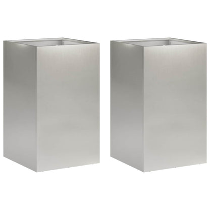 Plantenbak 2 st zilver 40 x 40 x 50 cm Roestvrij staal