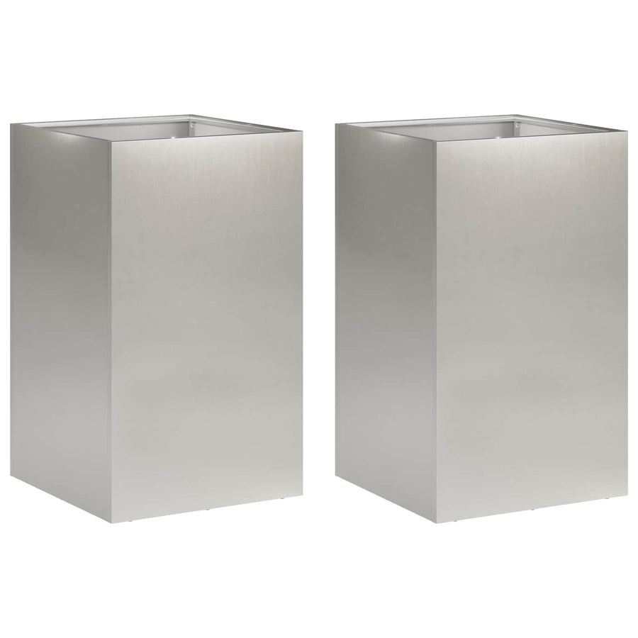Plantenbak 2 st zilver 40 x 40 x 50 cm Roestvrij staal
