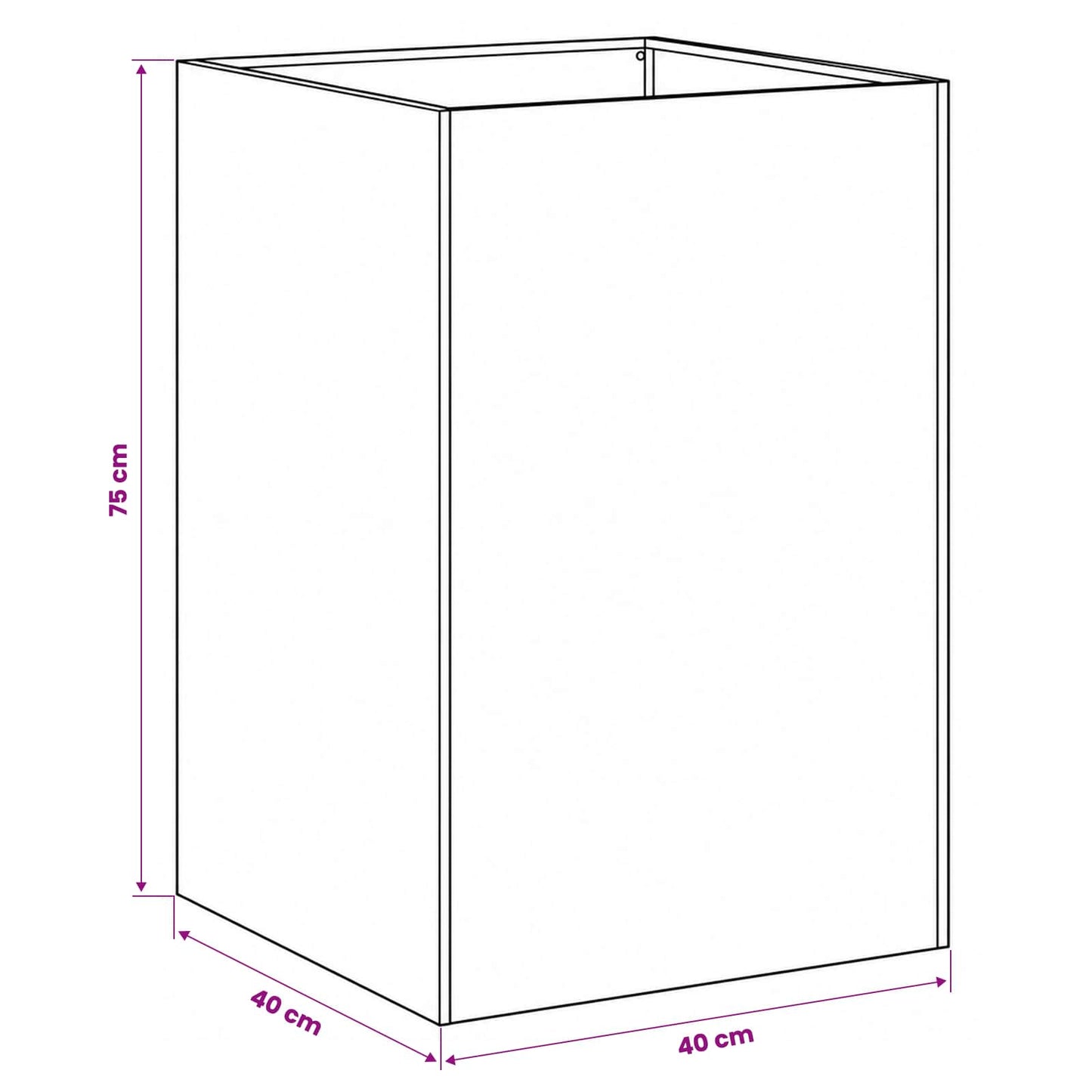 Plantenbak Zwart 40 x 40 x 75 cm Koudgewalst staal
