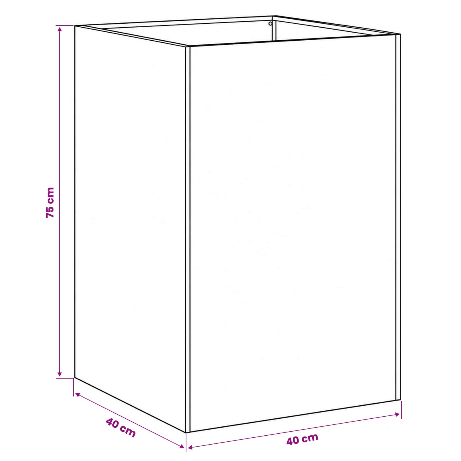 Plantenbak Zwart 40 x 40 x 75 cm Koudgewalst staal