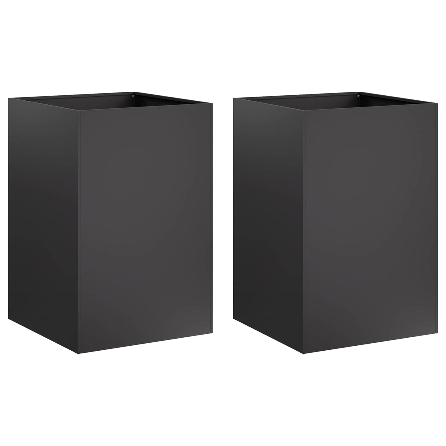 Plantenbak 2 st Zwart 40 x 40 x 75 cm Koudgewalst staal