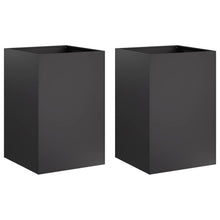 Plantenbak 2 st Zwart 40 x 40 x 75 cm Koudgewalst staal