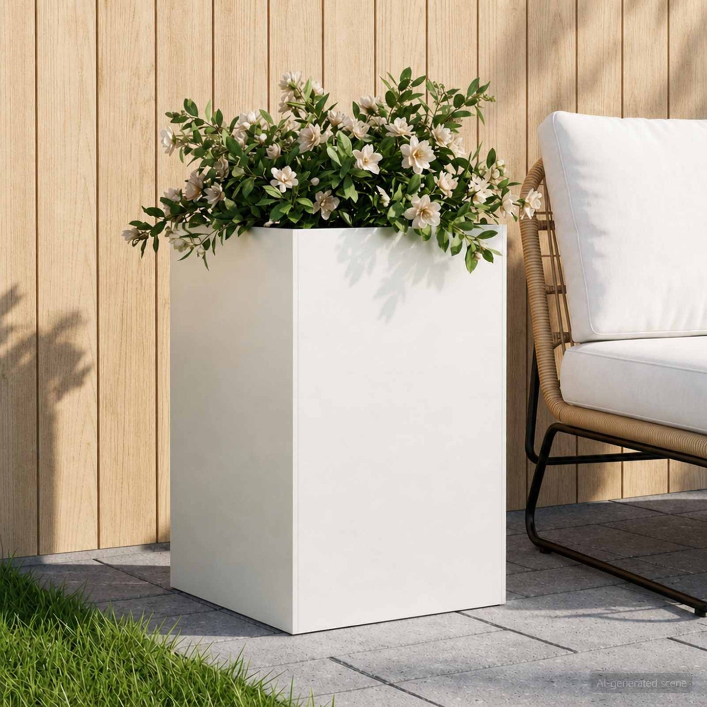 Plantenbak Wit 40 x 40 x 75 cm Koudgewalst staal