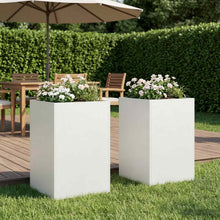 Plantenbak 2 st Wit 40 x 40 x 75 cm Koudgewalst staal