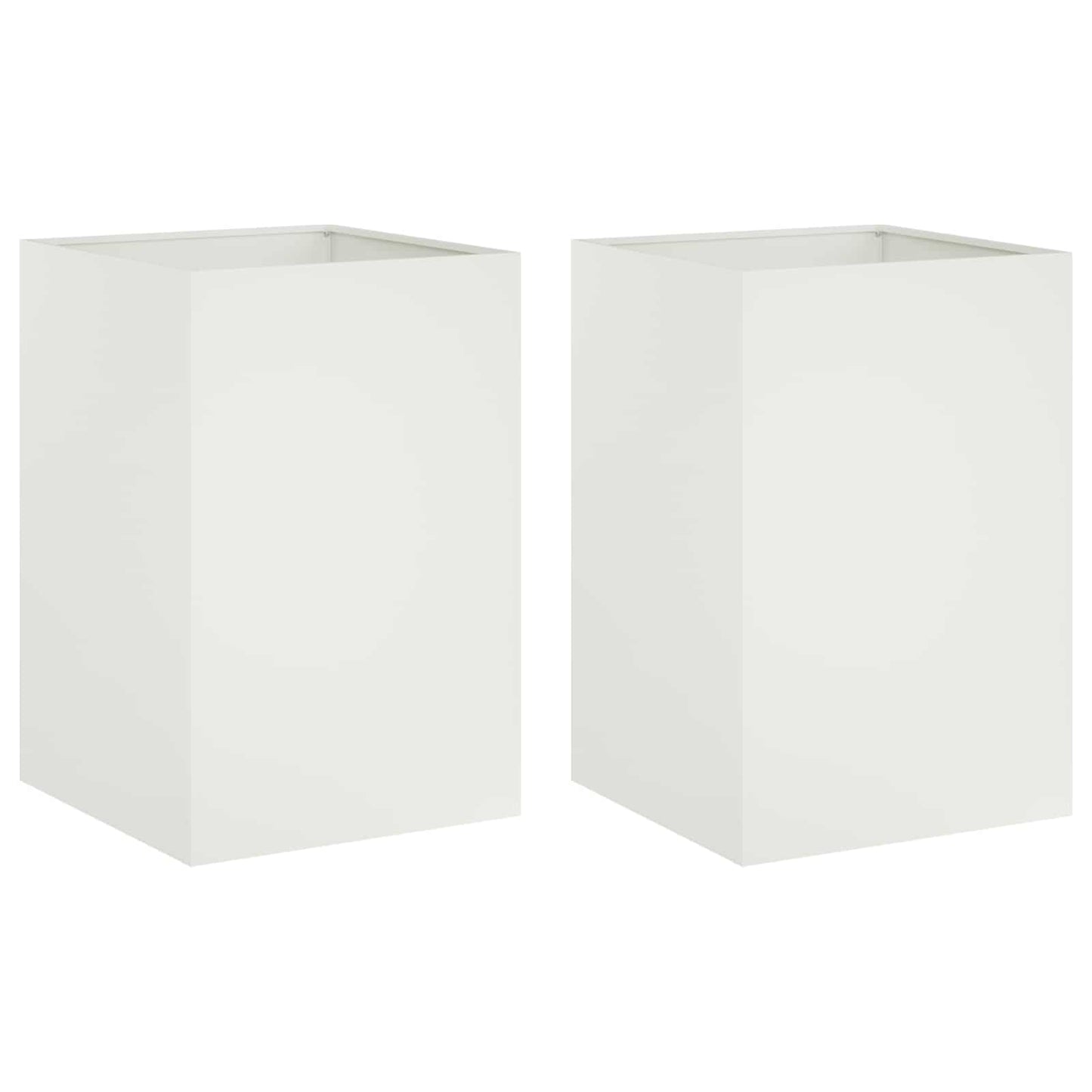 Plantenbak 2 st Wit 40 x 40 x 75 cm Koudgewalst staal