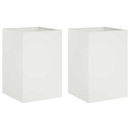 Plantenbak 2 st Wit 40 x 40 x 75 cm Koudgewalst staal