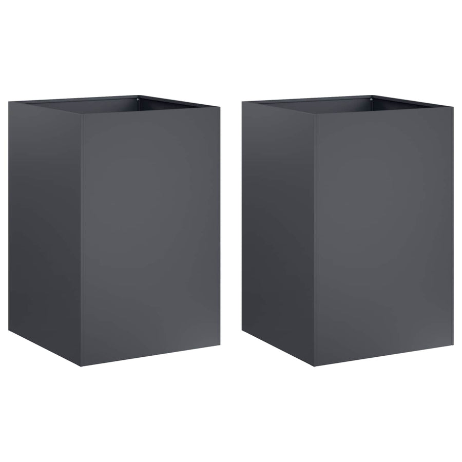 Plantenbak 2 st Antraciet 40 x 40 x 75 cm Koudgewalst staal