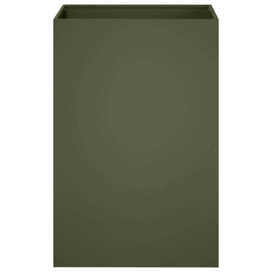 Plantenbak 2 st Olijfgroen 40 x 40 x 75 cm Koudgewalst staal