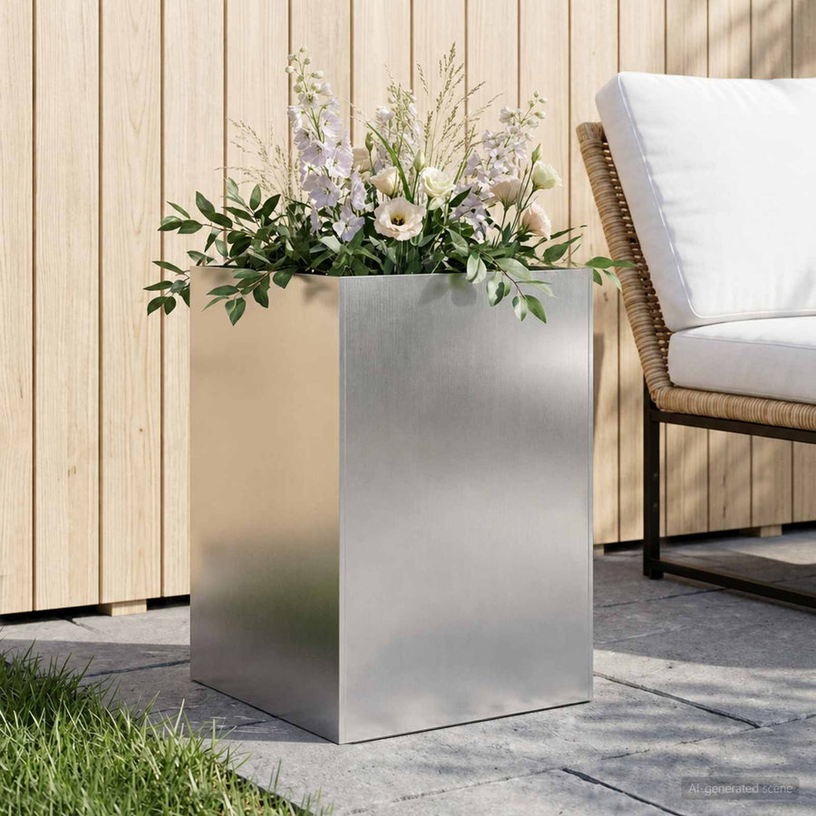 Plantenbak zilver 40 x 40 x 75 cm Roestvrij staal