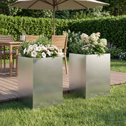 Plantenbak set 2 zilver 40x40x75 cm roestvrij staal