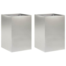 Plantenbak 2 st zilver 40 x 40 x 75 cm Roestvrij staal