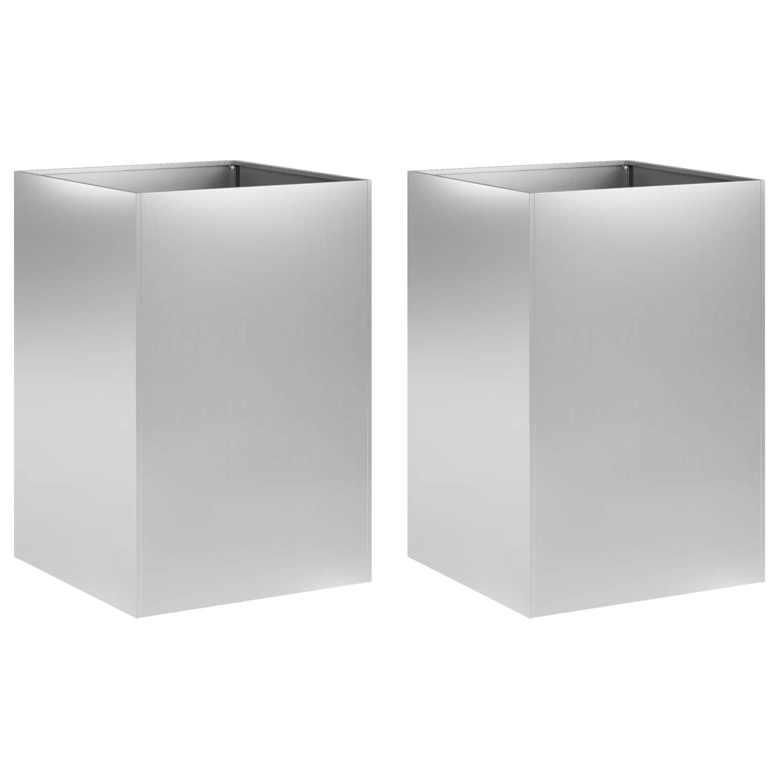 Plantenbak 2 st zilver 40 x 40 x 75 cm Gegalvaniseerd staal