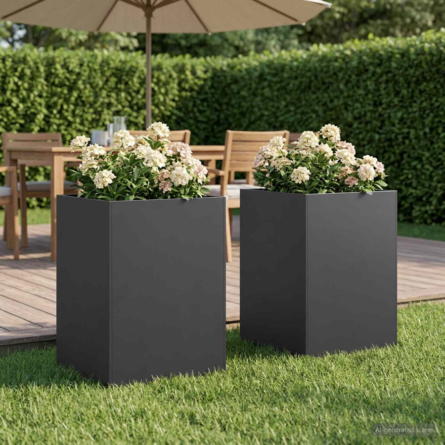 Plantenbak 2 st Zwart 50 x 50 x 75 cm Koudgewalst staal