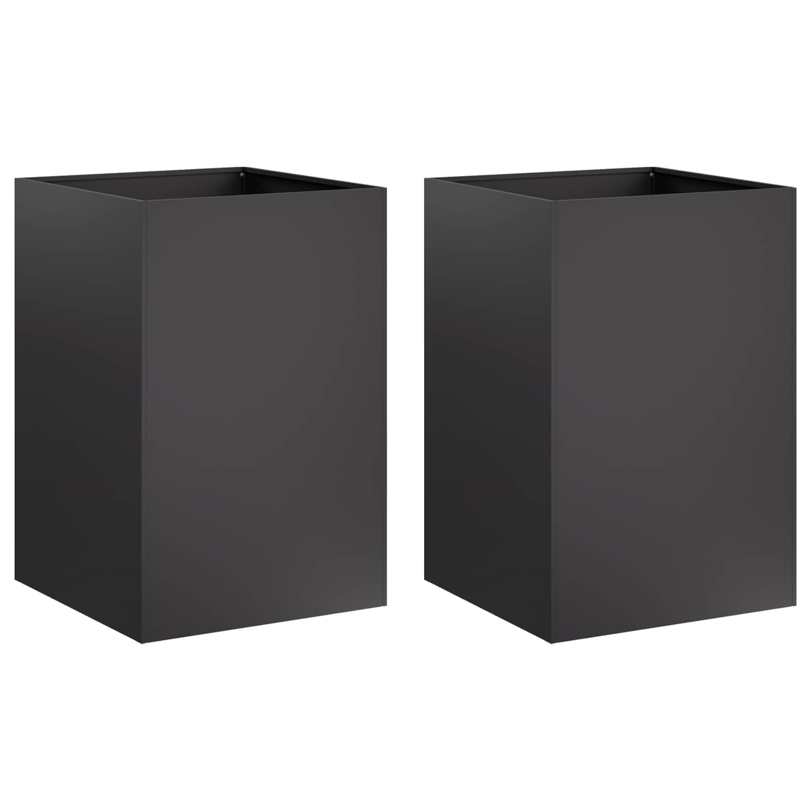 Plantenbak 2 st Zwart 50 x 50 x 75 cm Koudgewalst staal