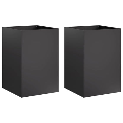 Plantenbak 2 st Zwart 50 x 50 x 75 cm Koudgewalst staal