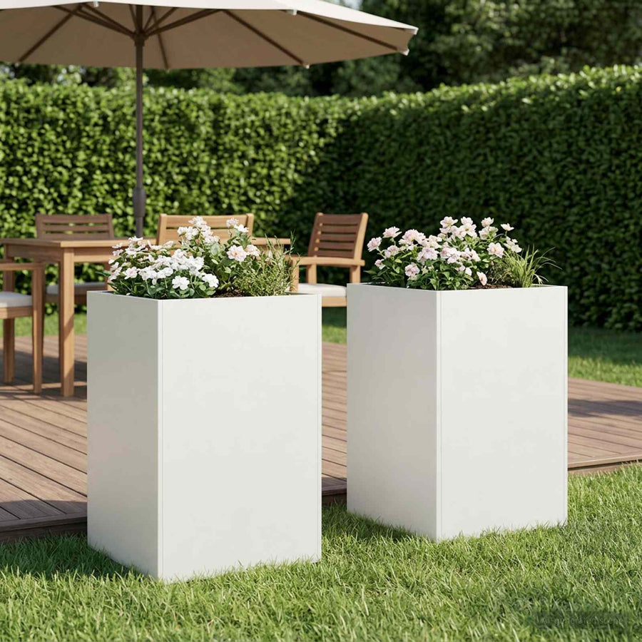 Plantenbak 2 st Wit 50 x 50 x 75 cm Koudgewalst staal