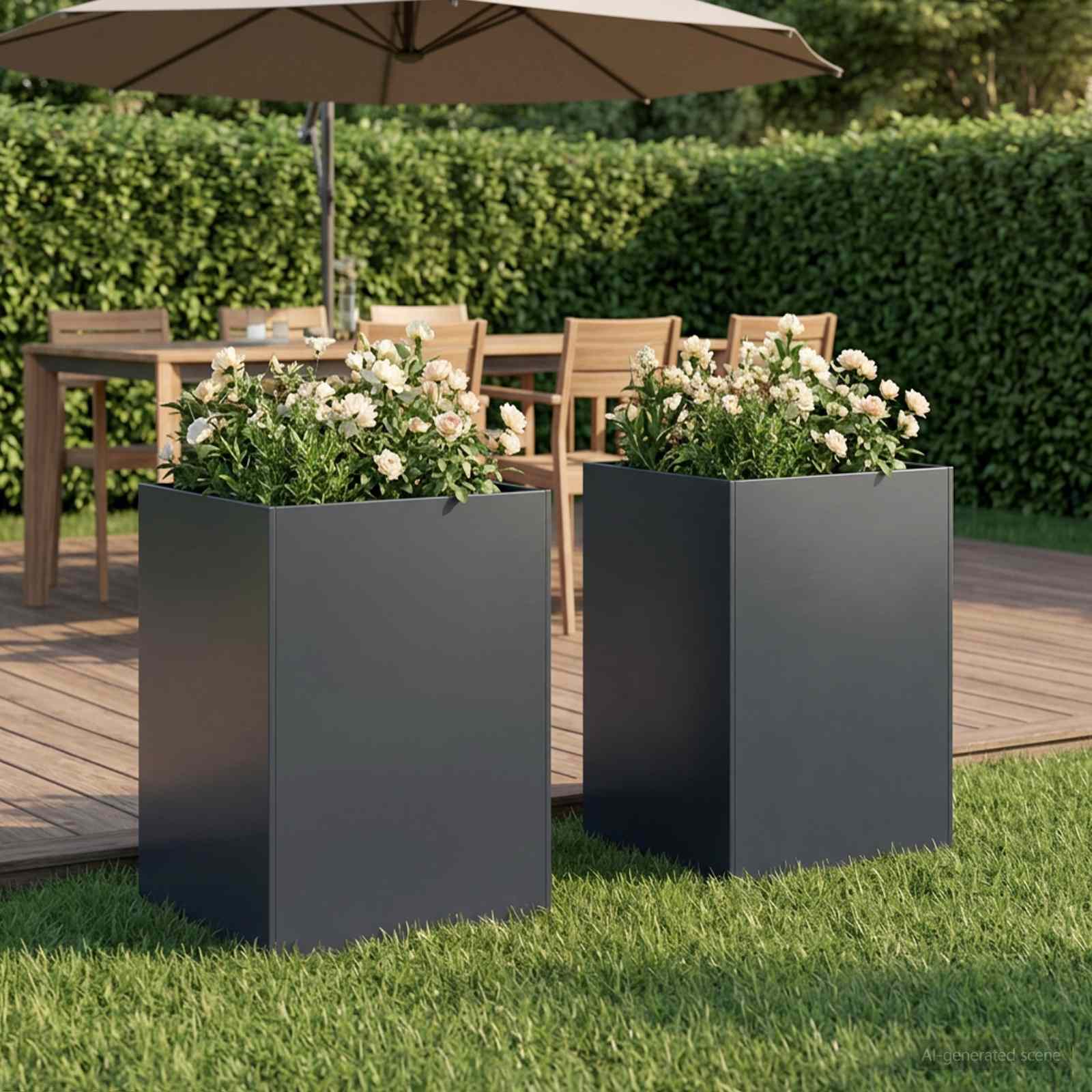 Plantenbak 2 st Antraciet 50 x 50 x 75 cm Koudgewalst staal