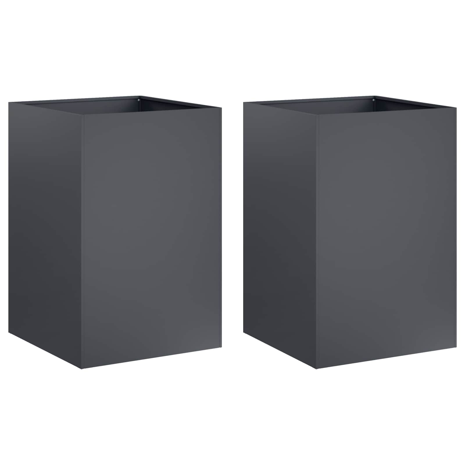 Plantenbak 2 st Antraciet 50 x 50 x 75 cm Koudgewalst staal