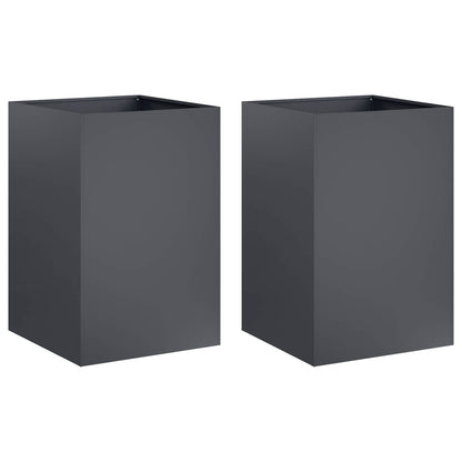 Plantenbak 2 st Antraciet 50 x 50 x 75 cm Koudgewalst staal