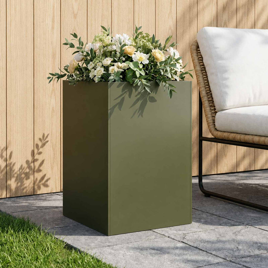 Plantenbak Olijfgroen 50 x 50 x 75 cm Koudgewalst staal