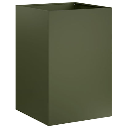 Plantenbak 2 st Olijfgroen 50 x 50 x 75 cm Koudgewalst staal