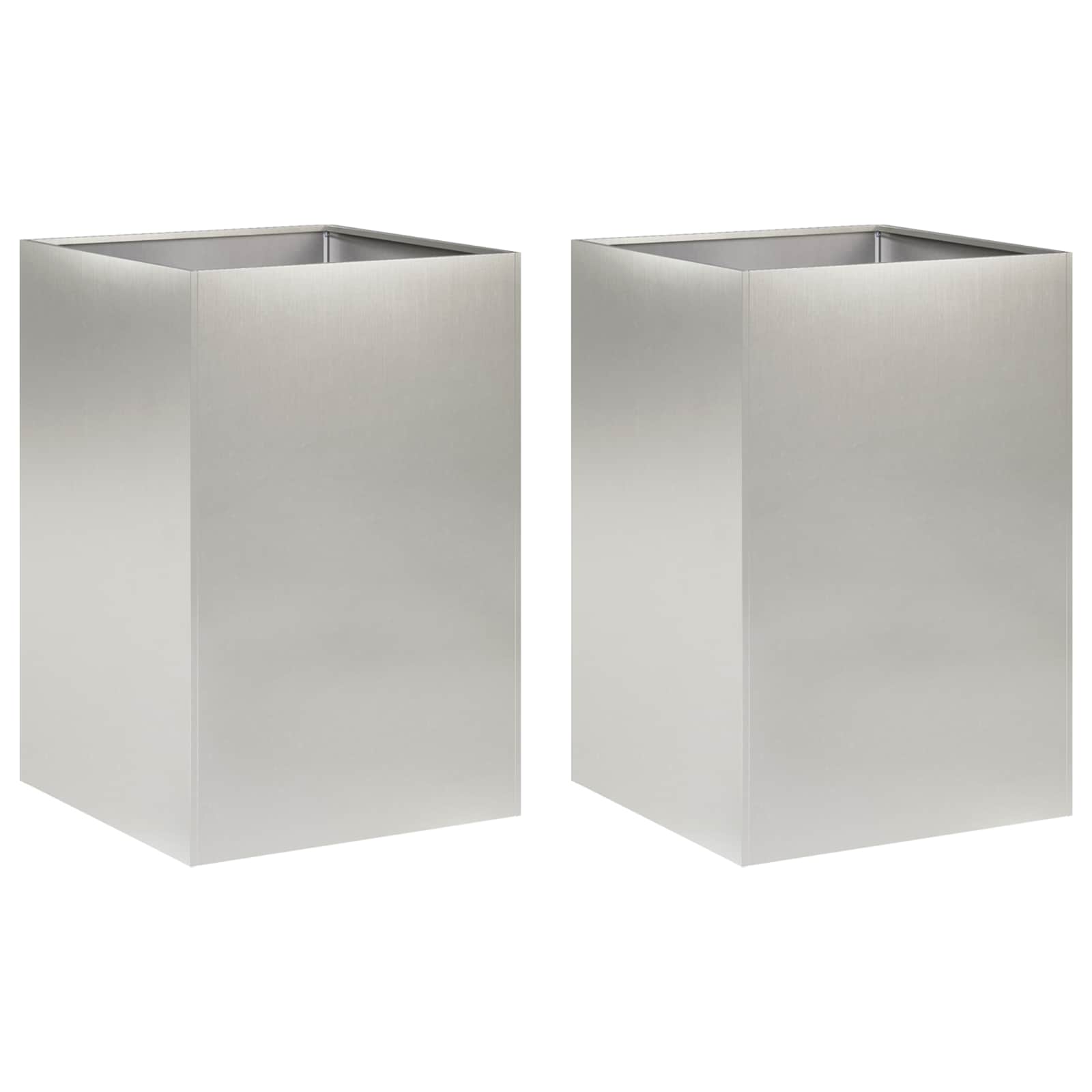 Plantenbak 2 st zilver 50 x 50 x 75 cm Roestvrij staal