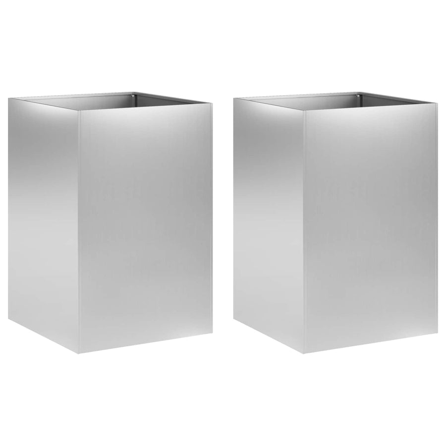 Plantenbak 2 st zilver 50 x 50 x 75 cm Gegalvaniseerd staal