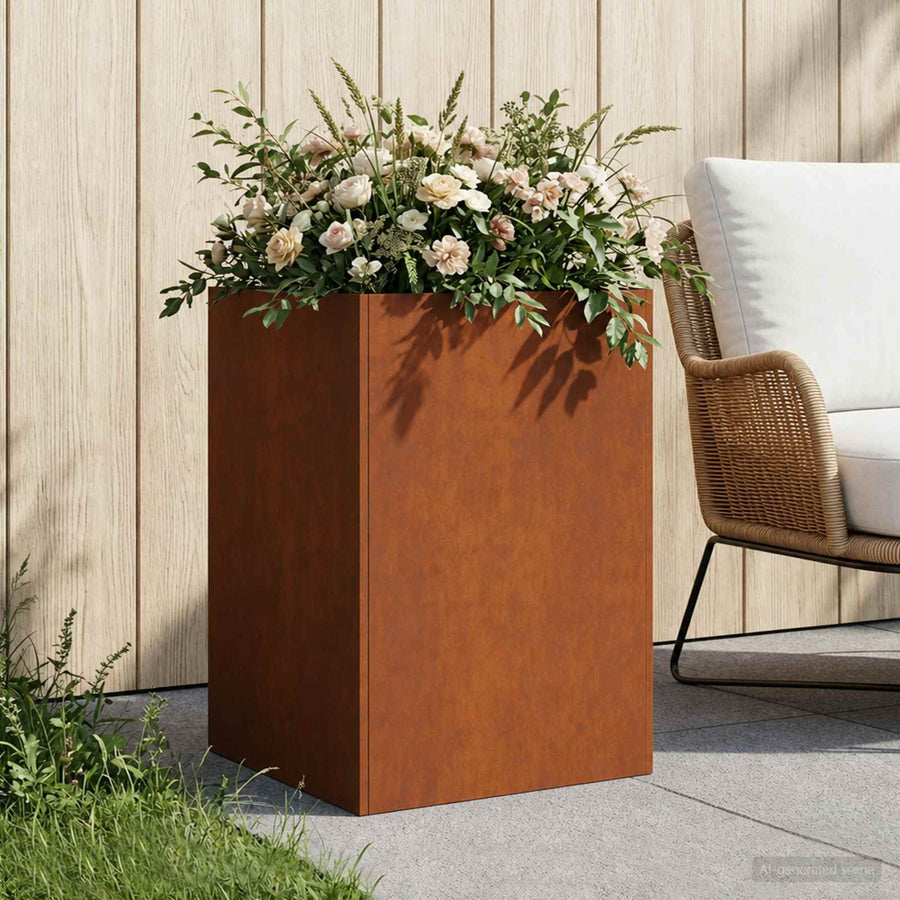 Plantenbak Roestkleurig 50 x 50 x 75 cm weervast staal
