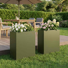 Plantenbak 2 st Olijfgroen 40 x 20 x 40 cm Koudgewalst staal