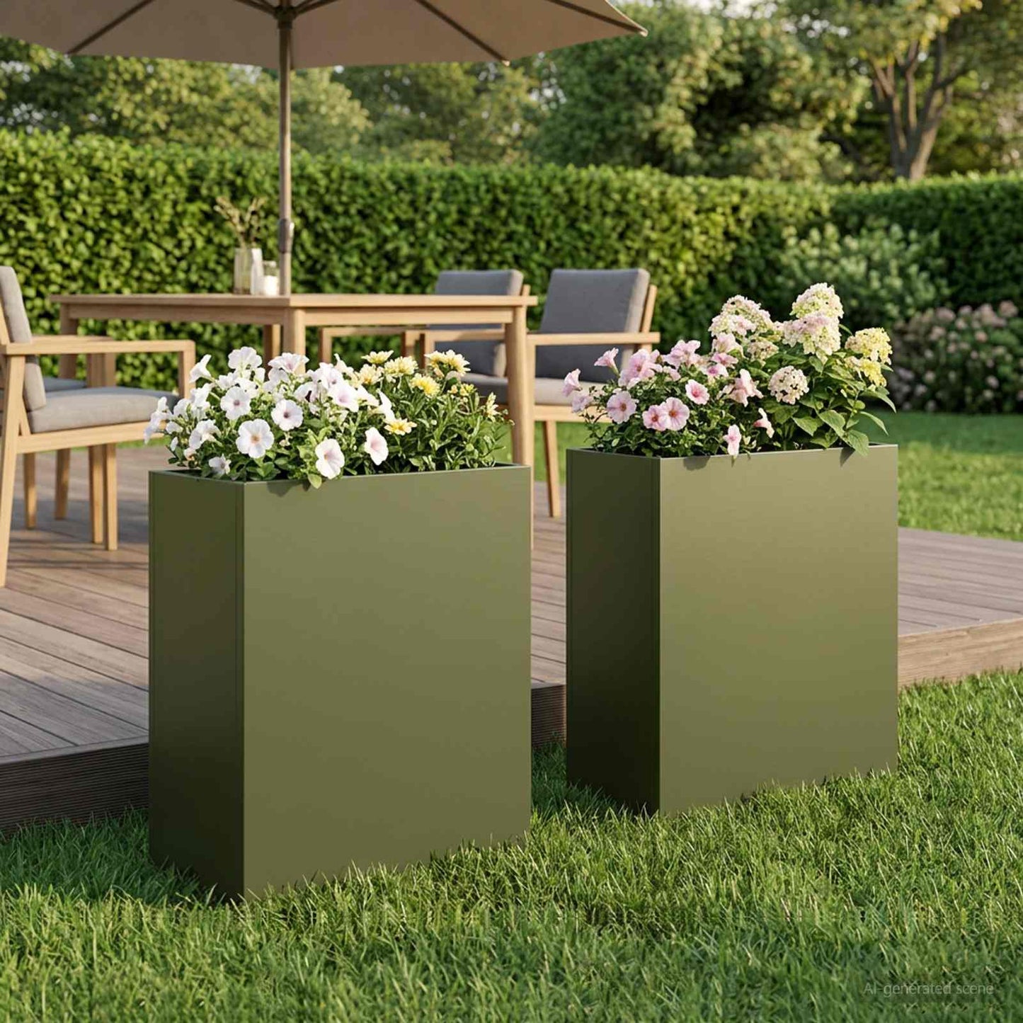 Plantenbak 2 st Olijfgroen 40 x 20 x 40 cm Koudgewalst staal