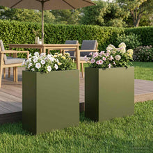 Plantenbak 2 st Olijfgroen 40 x 20 x 40 cm Koudgewalst staal