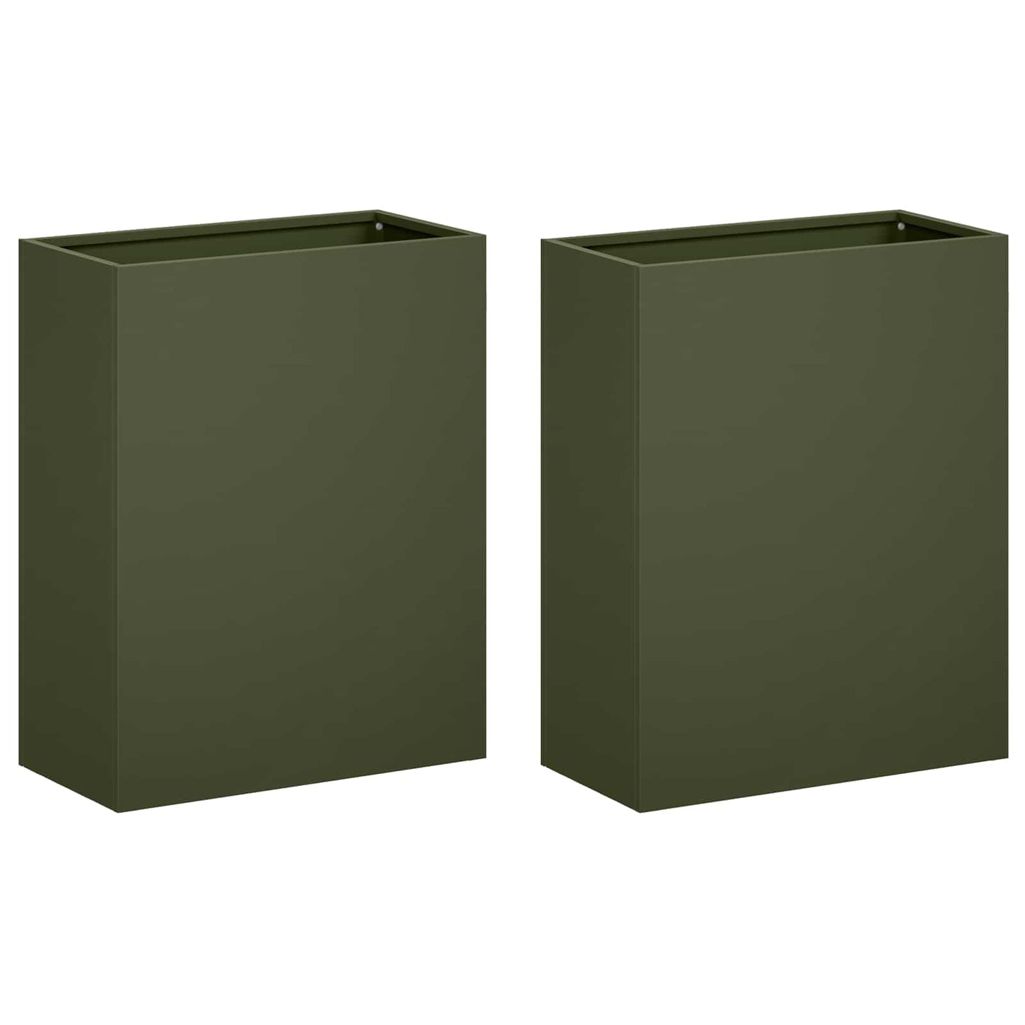 Plantenbak 2 st Olijfgroen 40 x 20 x 40 cm Koudgewalst staal