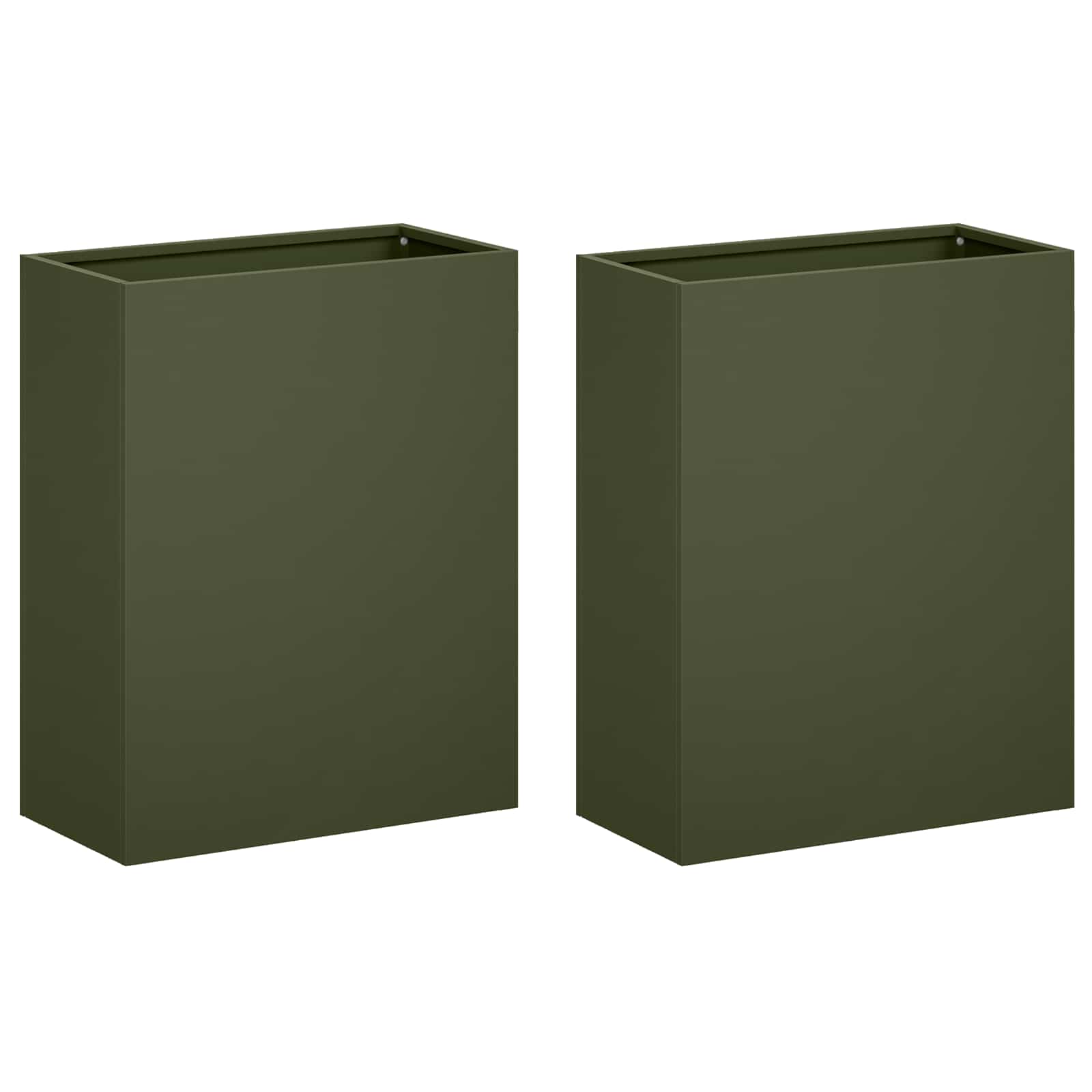 Plantenbak 2 st Olijfgroen 40 x 20 x 40 cm Koudgewalst staal