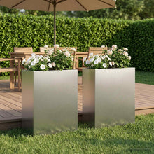 Plantenbak 2 st zilver 40 x 20 x 40 cm Roestvrij staal