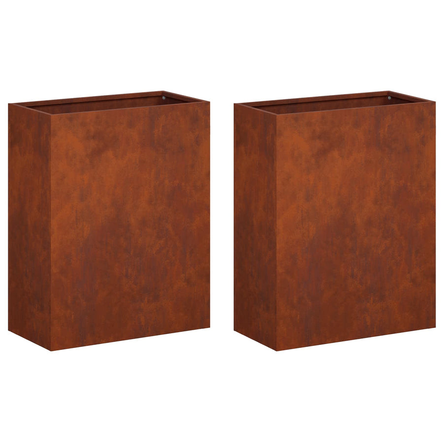 Plantenbak 2 st Roestkleurig 40 x 20 x 40 cm weervast staal