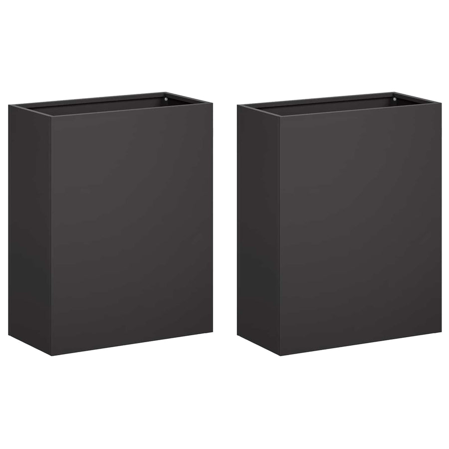 Plantenbak 2 st Zwart 40 x 20 x 50 cm Koudgewalst staal