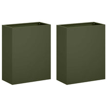 Plantenbak 2 st Olijfgroen 40 x 20 x 50 cm Koudgewalst staal