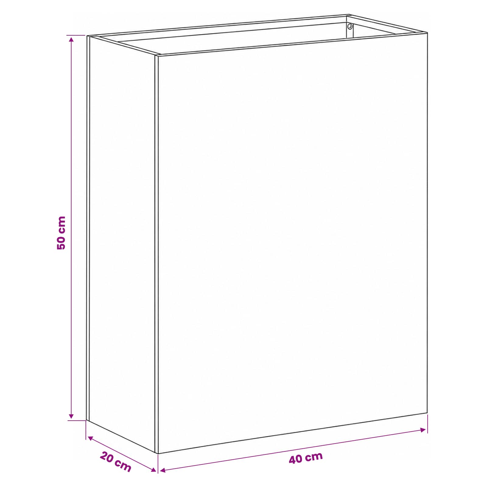 Plantenbak zilver 40 x 20 x 50 cm Roestvrij staal