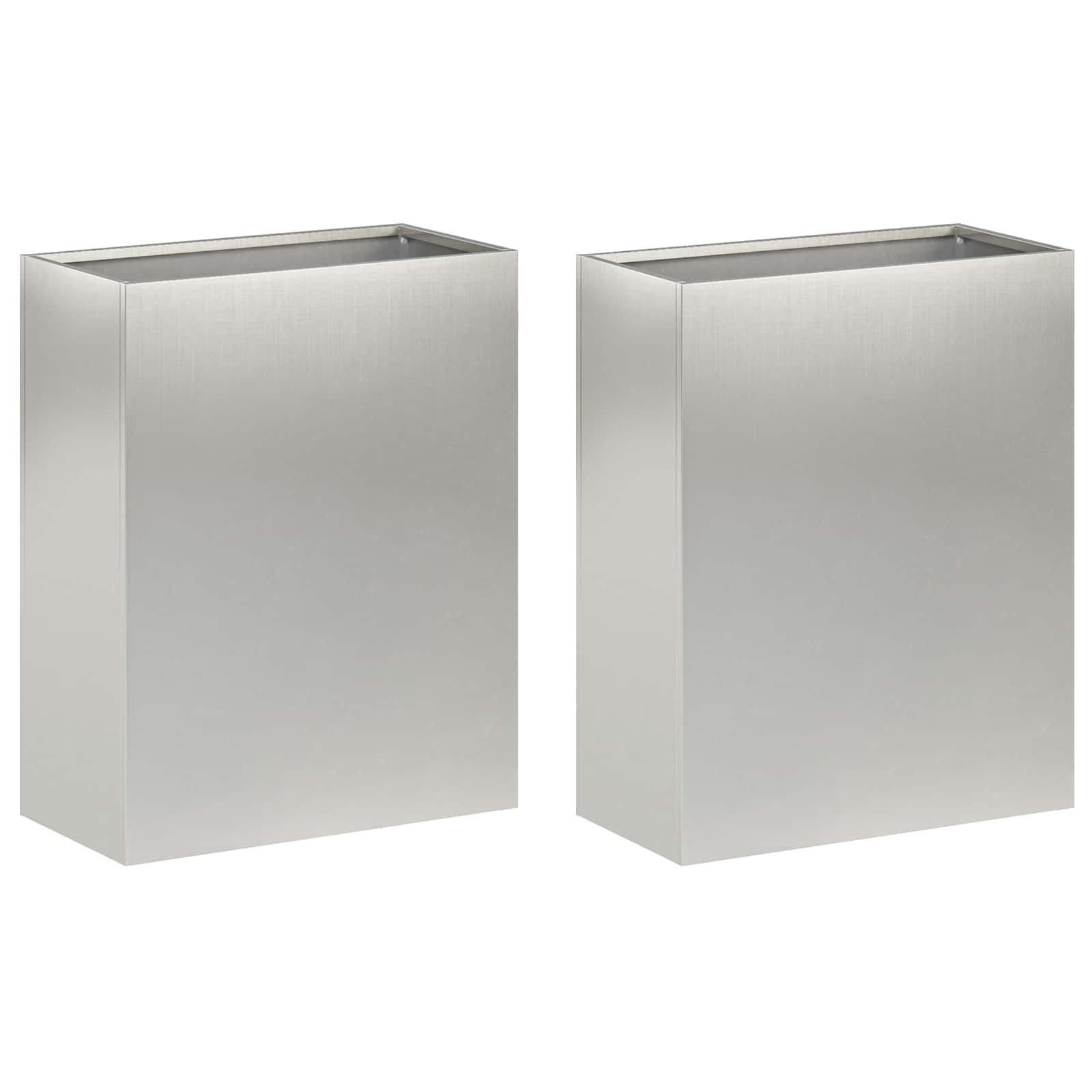 Plantenbak 2 st zilver 40 x 20 x 50 cm Roestvrij staal