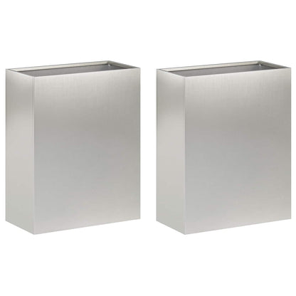Plantenbak 2 st zilver 40 x 20 x 50 cm Roestvrij staal