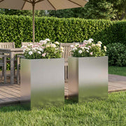 Plantenbak 2 stuks 40x20x50 cm zilver gegalvaniseerd staal