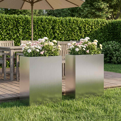 Plantenbak 2 st zilver 40 x 20 x 50 cm Gegalvaniseerd staal