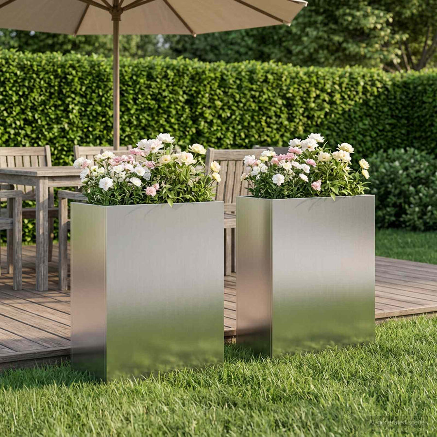 Plantenbak 2 st zilver 40 x 20 x 50 cm Gegalvaniseerd staal