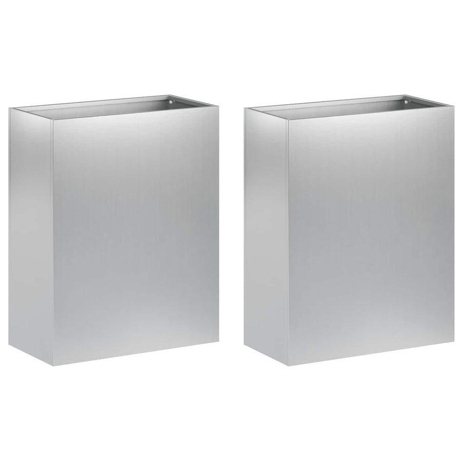Plantenbak 2 st zilver 40 x 20 x 50 cm Gegalvaniseerd staal