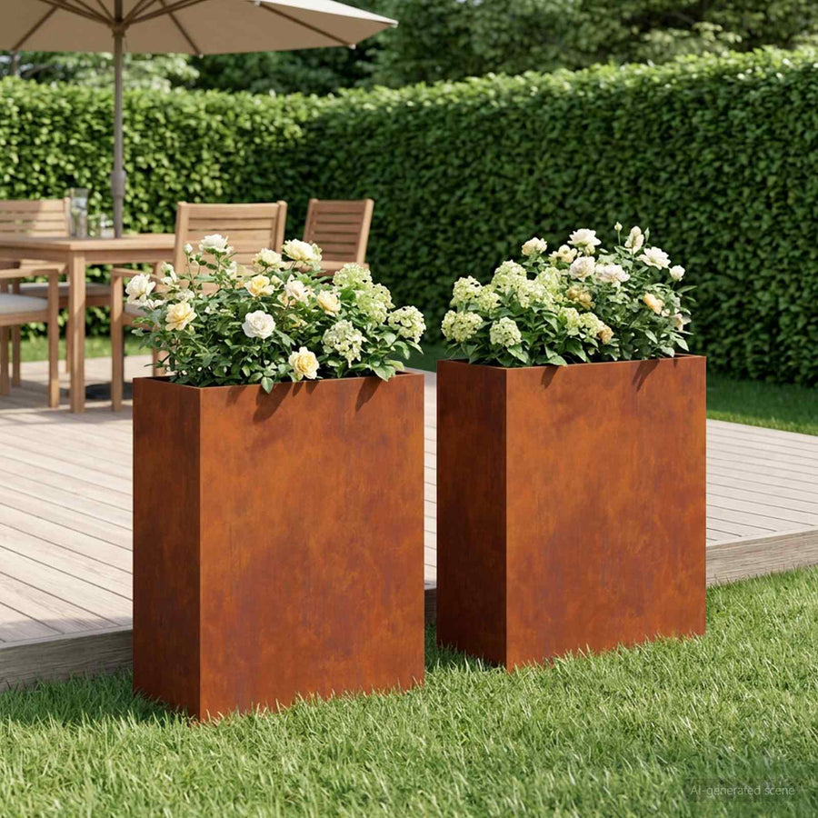 Plantenbak 2 st Roestkleurig 40 x 20 x 50 cm weervast staal