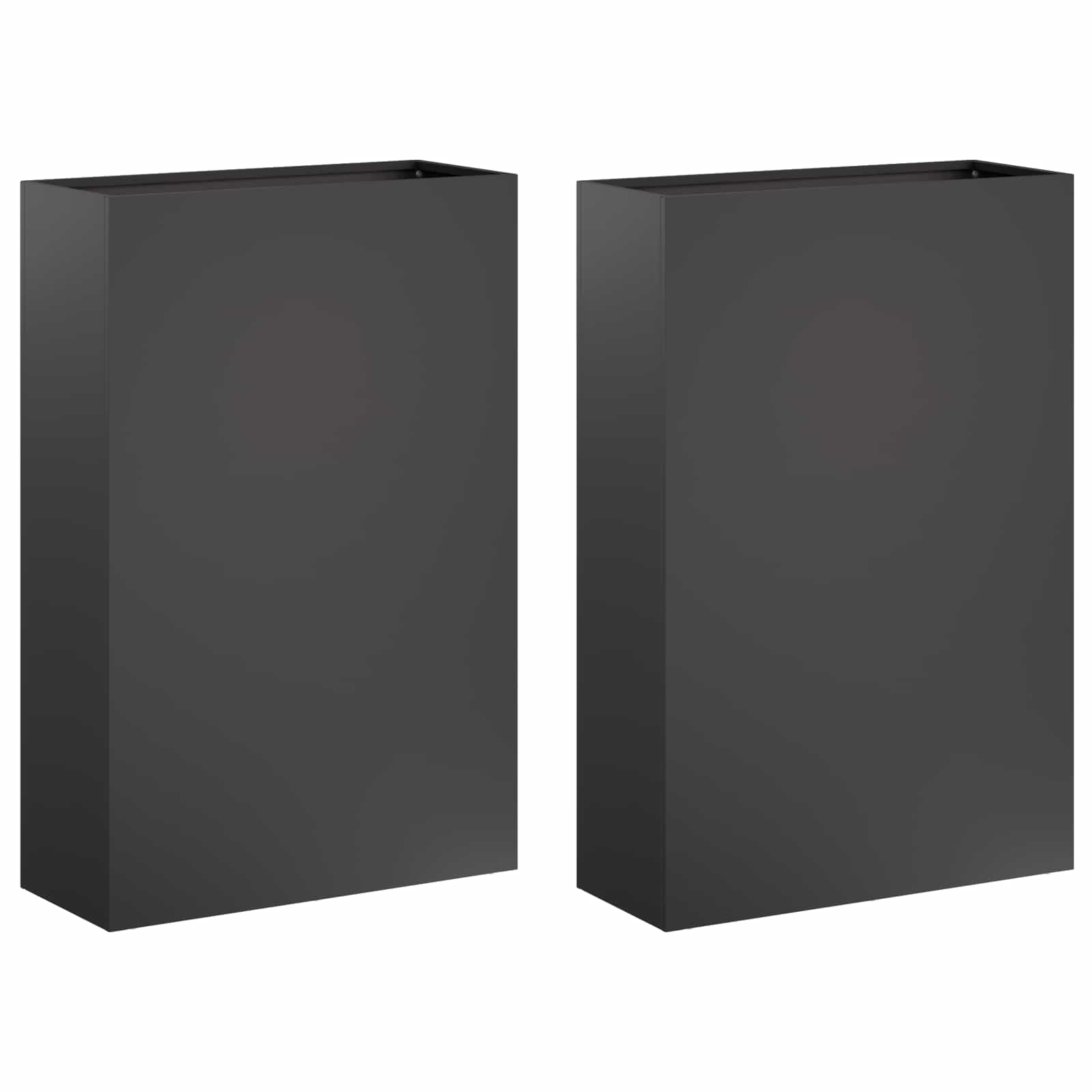 Plantenbak 2 st Zwart 40 x 20 x 75 cm Koudgewalst staal