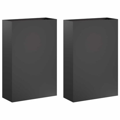 Plantenbak 2 st Zwart 40 x 20 x 75 cm Koudgewalst staal