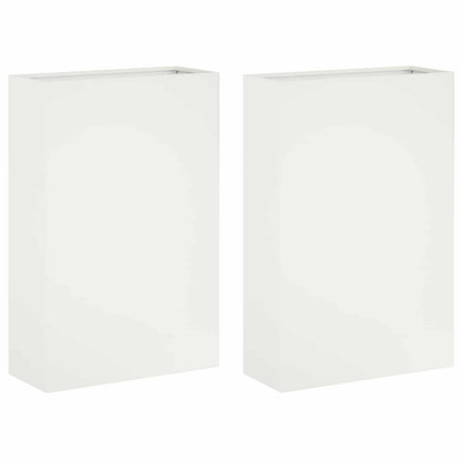 Plantenbak 2 st Wit 40 x 20 x 75 cm Koudgewalst staal
