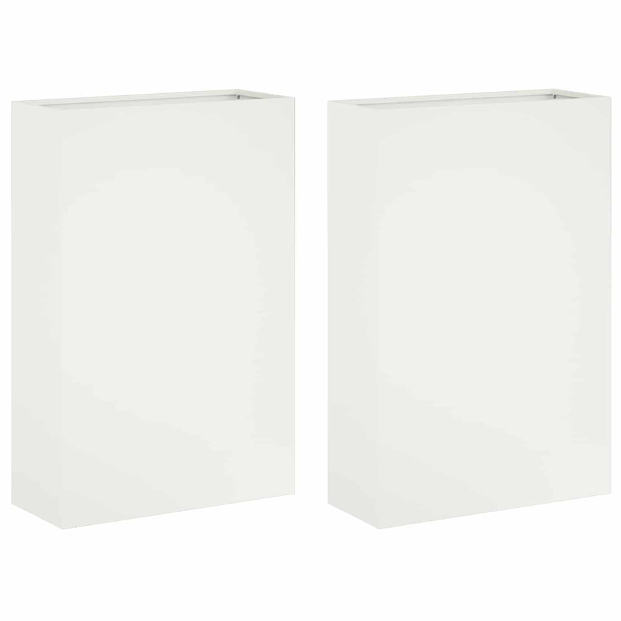 Plantenbak 2 st Wit 40 x 20 x 75 cm Koudgewalst staal
